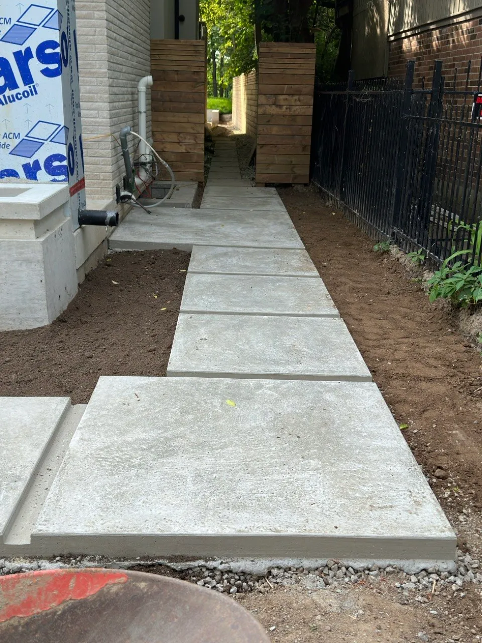 Concrete walkway installation